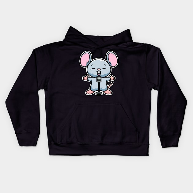 Mouse Sing Karaoke Kids Kawaii Neko Anime graphic Kids Hoodie by theodoros20